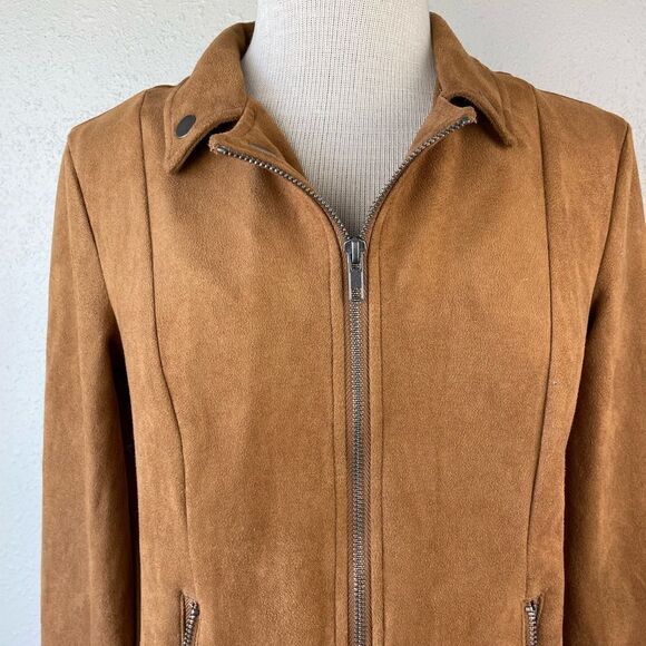 Style & Co Full Zip Brown Velour Style Jacket Size M EUC - Picture 2 of 9